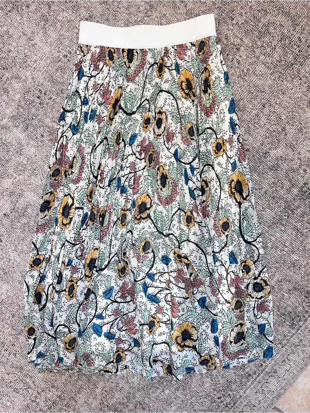 Aritzia Wilfred “Twirl” Pleated Lined Floral Midi Skirt S